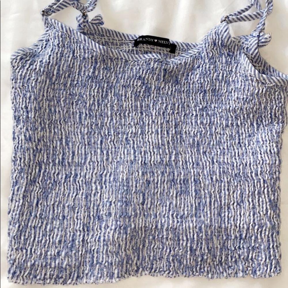 BRANDY MELVILLE / JOHN GALT BLUE AND WHITE TANK